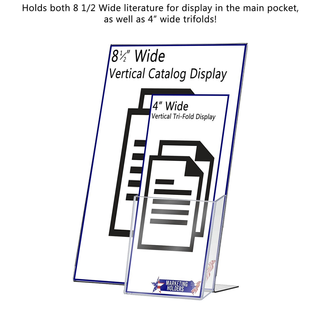 8.5"W x 14"H Tall Advertising Sign Holder with Brochure Pocket