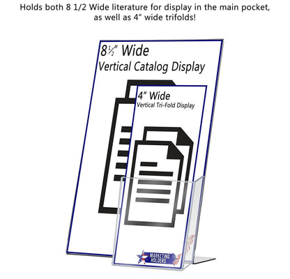 8.5"W x 14"H Tall Advertising Sign Holder with Brochure Pocket