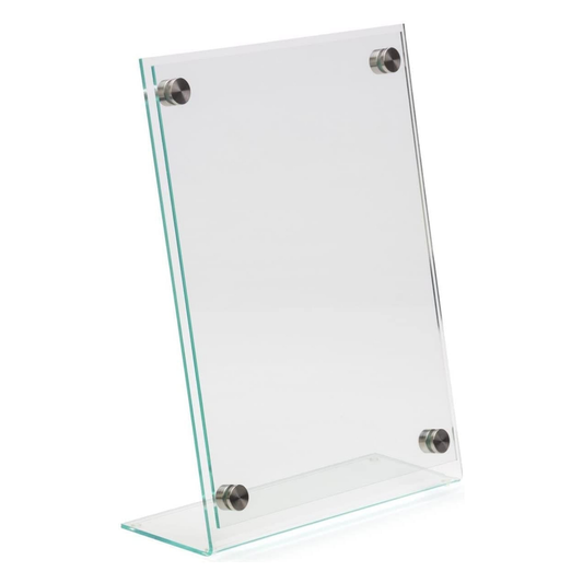8.5"W x 11"H Table Frame Euro Style Slanted with Silver Standoffs