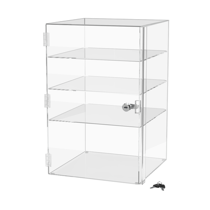 12"W x 12"D x 19"H Acrylic Locking Display Cabinet 3 Shelves