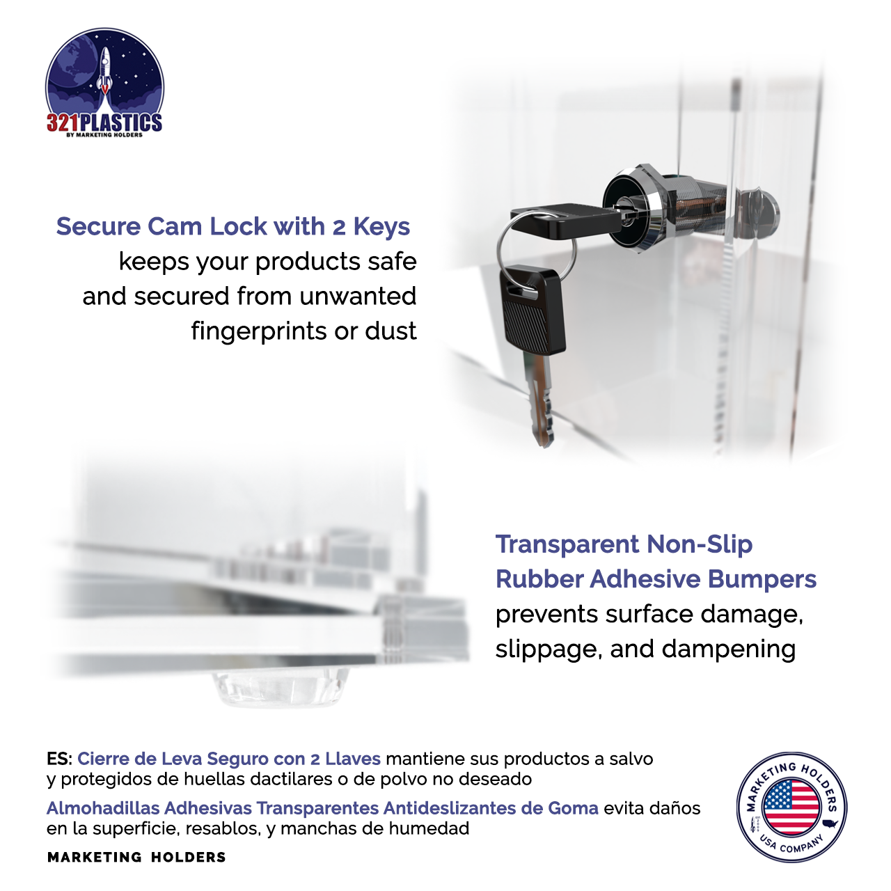 12"W x 12"D x 19"H Acrylic Locking Display Cabinet 3 Shelves