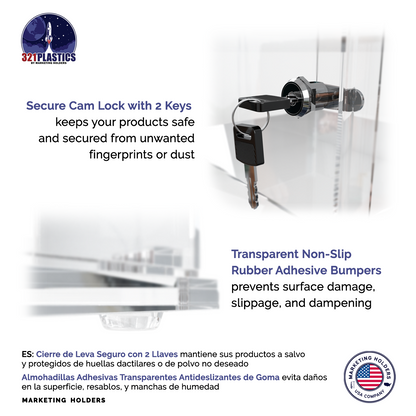 12"W x 12"D x 23"H Acrylic Locking Display Cabinet 3 Shelves