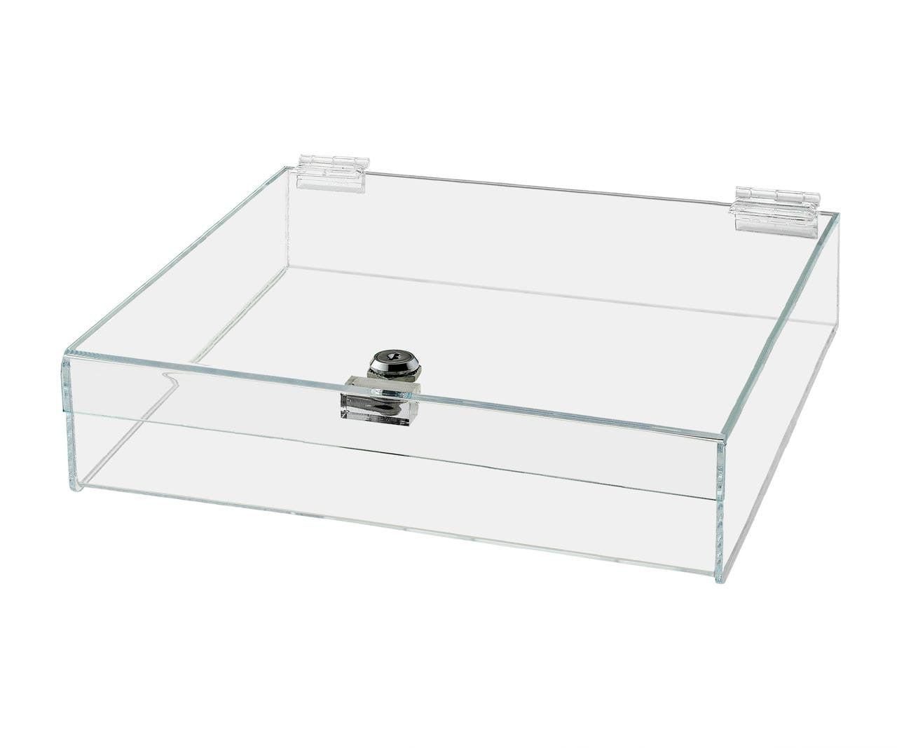 12"W x 12"D x 4"H Acrylic Locking Display Case with Lid and Keys