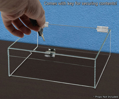 12"W x 12"D x 6"H Acrylic Locking Display Case with Lid and Keys