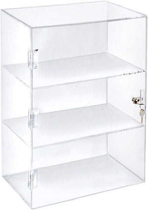 12"W x 7"D x 19"H Acrylic Locking Display Cabinet 2 Shelves