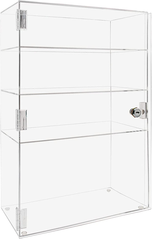 12"W x 7"D x 19"H Acrylic Locking Display Cabinet 3 Shelves