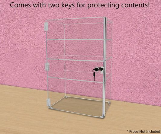12"W x 8"D x 19"H Acrylic Display Case with 3 Shelves