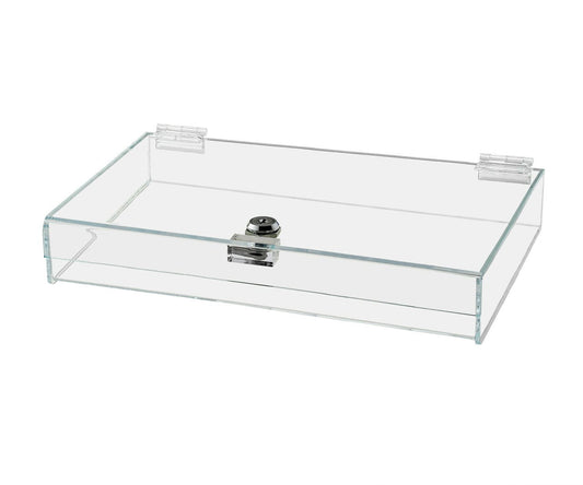 12"W x 8"D x 1.5"H Acrylic Locking Display Case with Lid and Keys