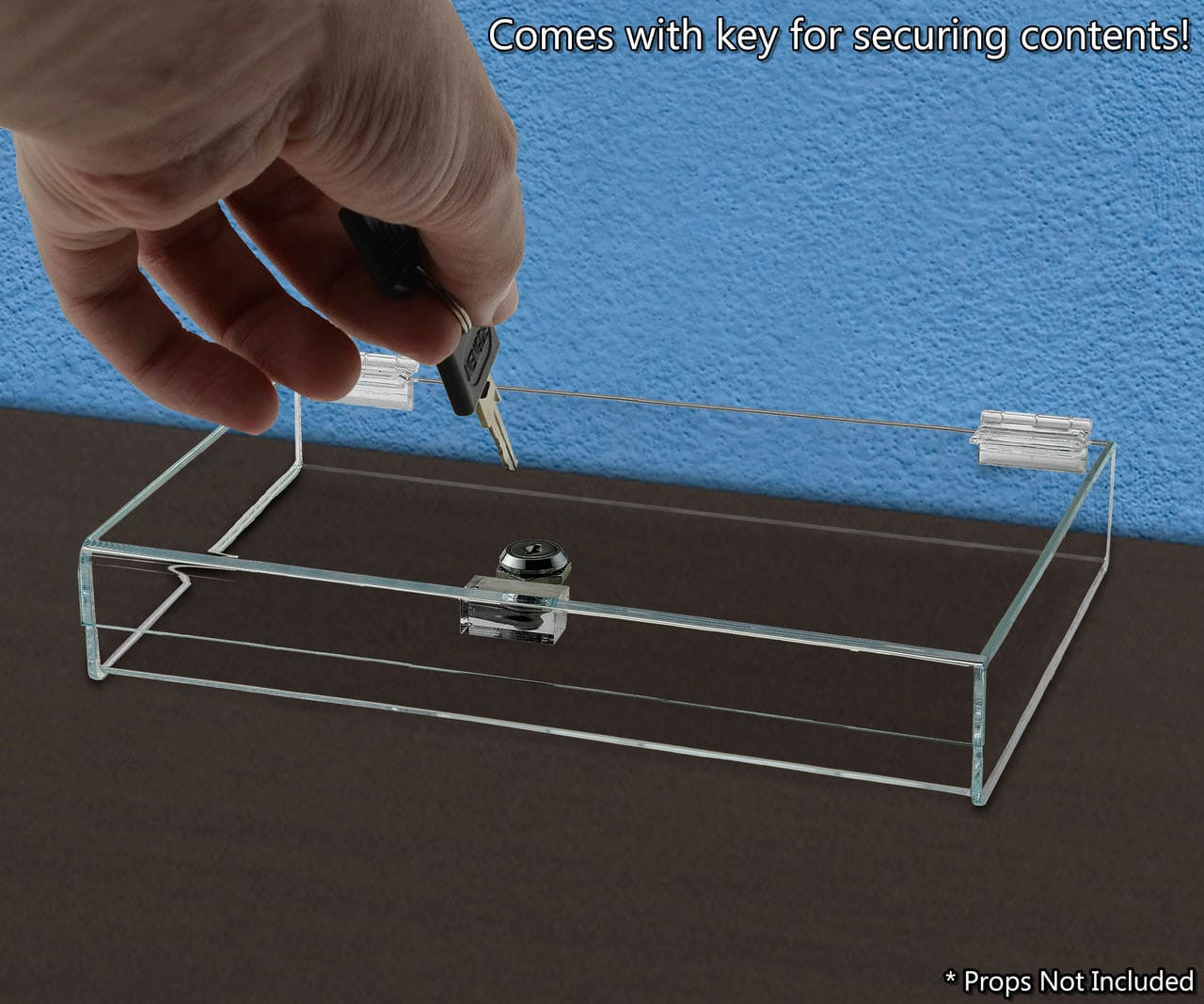 12"W x 8"D x 1.5"H Acrylic Locking Display Case with Lid and Keys