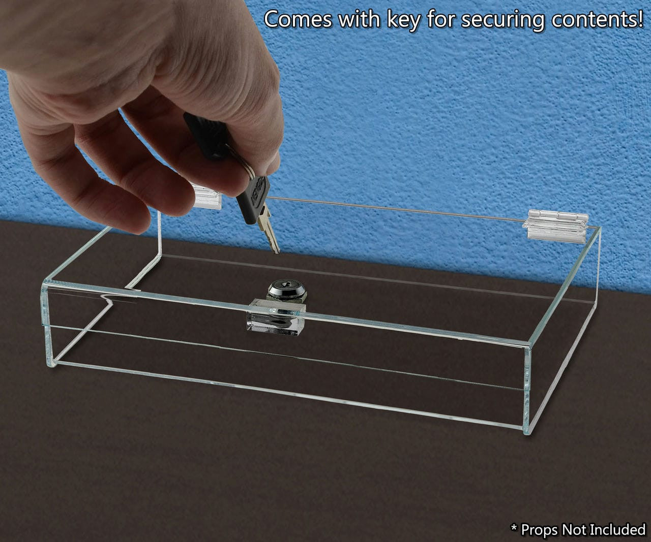 12"W x 7.75"D Acrylic Locking Display Case with Lid and Keys