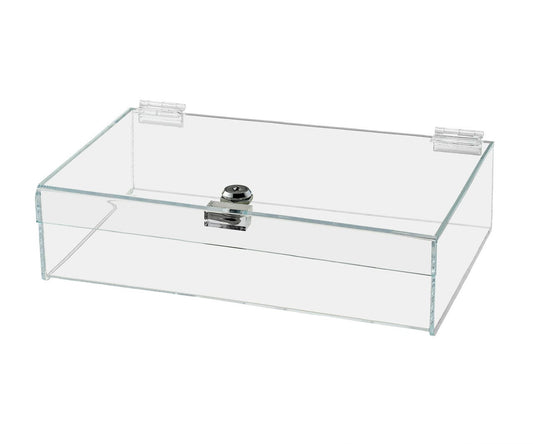 12"W x 8"D x 4"H Acrylic Locking Display Case with Lid and Keys