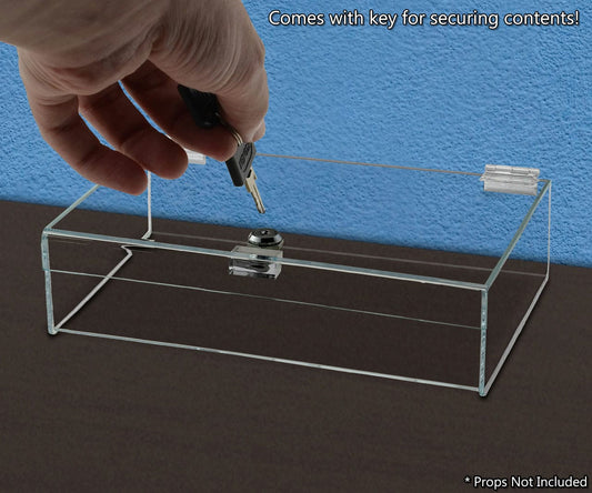 12"W x 8"D x 4"H Acrylic Locking Display Case with Lid and Keys