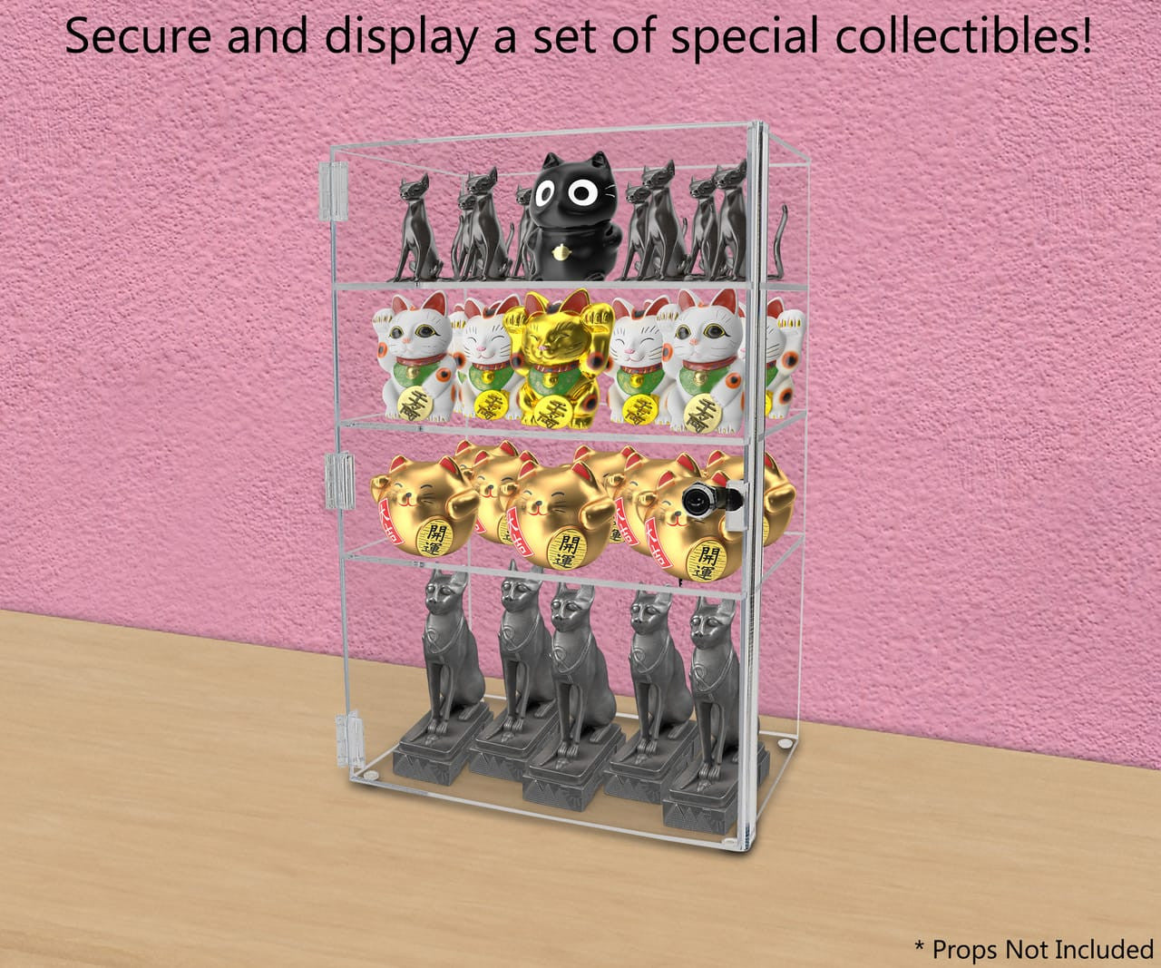 12"W x 9.5"D x 16"H Acrylic Locking Display Cabinet 3 Shelves