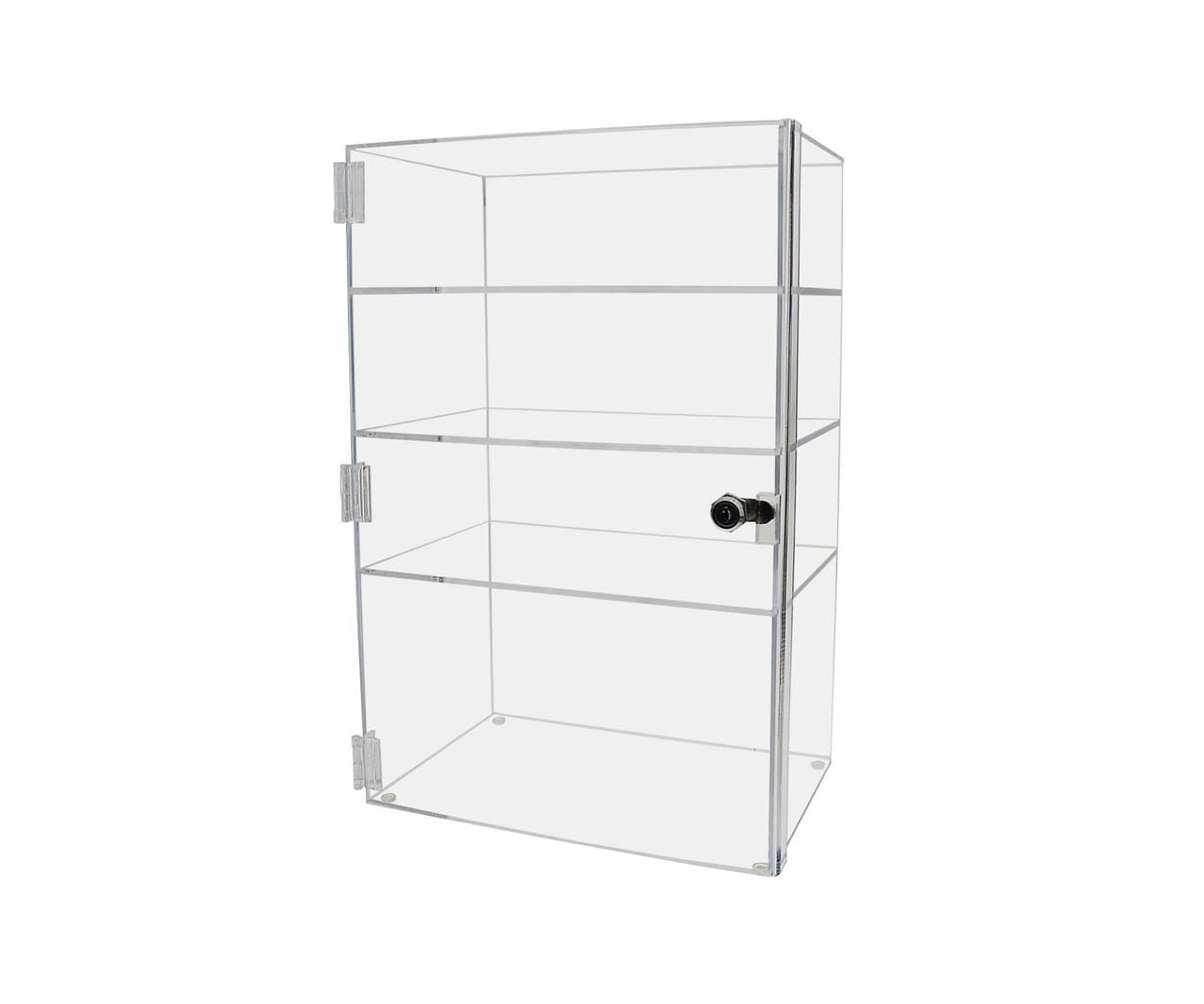 12"W x 9.5"D x 16"H Acrylic Locking Display Cabinet 3 Shelves