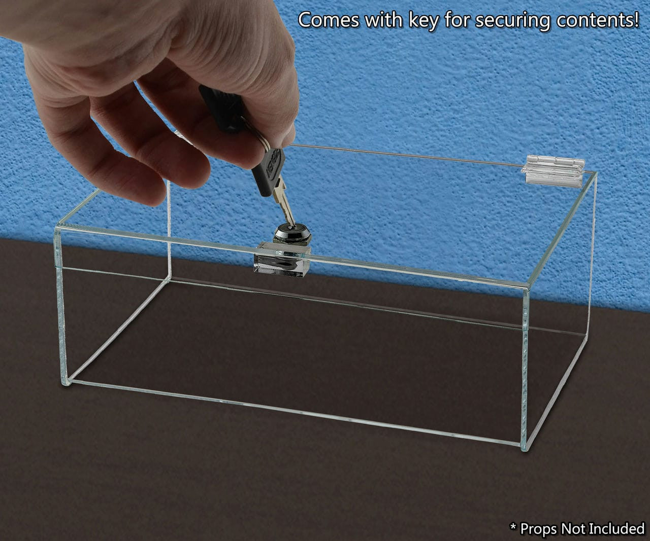 12"W x 9"D x 5"H Acrylic Locking Display Case with Lid and Keys