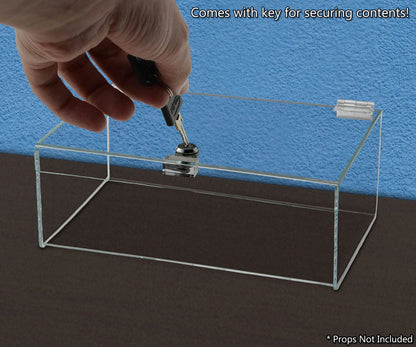 12"W x 9"D x 5"H Acrylic Locking Display Case with Lid and Keys