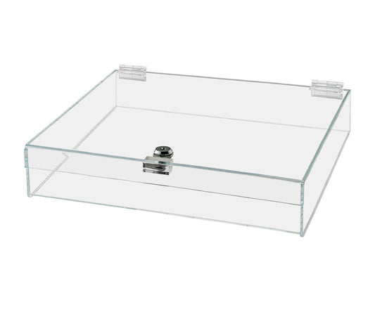 14"W x 14"D x 4"H Acrylic Locking Display Case with Lid and Keys