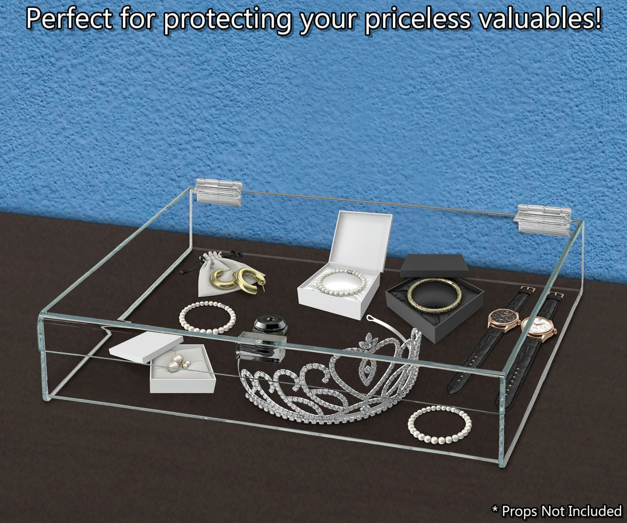 14"W x 14"D x 4"H Acrylic Locking Display Case with Lid and Keys