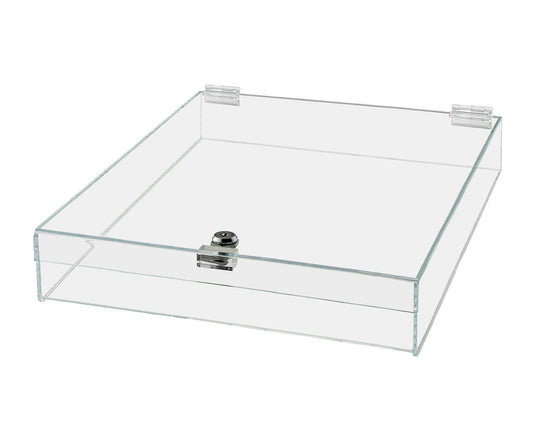 15"W x 17"D x 3"H Locking Display Case with Lid and Keys