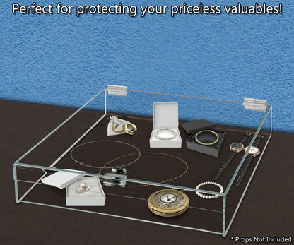 15"W x 17"D x 3"H Locking Display Case with Lid and Keys
