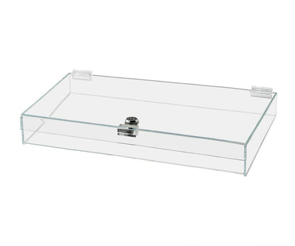 16"W x 12"D x 2"H Acrylic Locking Display Case with Lid and Keys