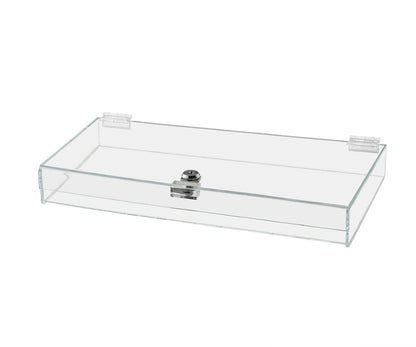 16"W x 8"D x 1.5"H Acrylic Locking Display Case with Lid and Keys