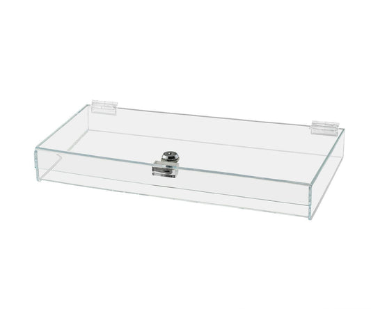 16"W x 8"D x 1.5"H Acrylic Locking Display Case with Lid and Keys