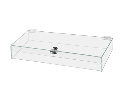 18"W x 12"D x 3"H Acrylic Locking Display Case with Lid and Keys