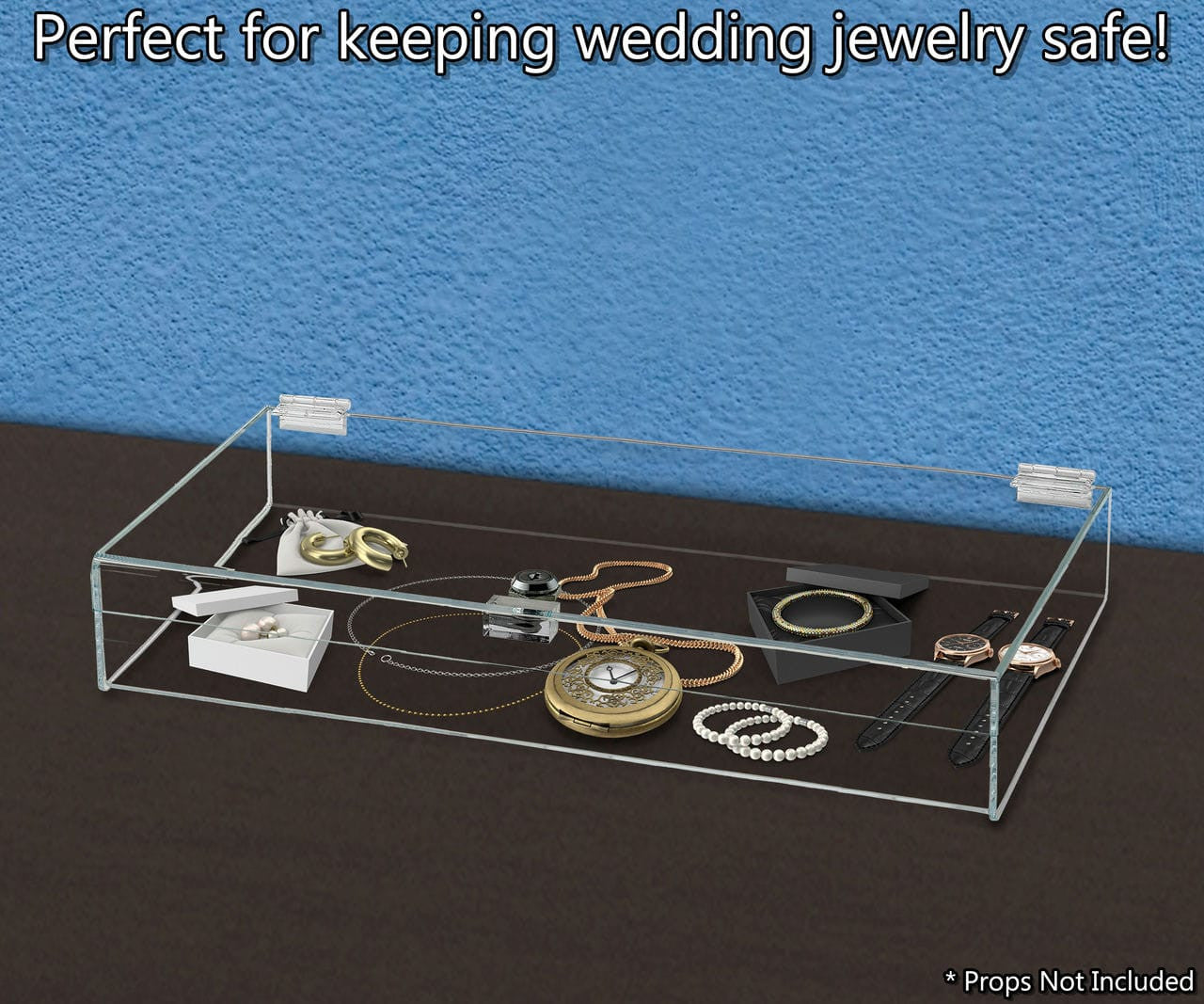 18"W x 12"D x 3"H Acrylic Locking Display Case with Lid and Keys