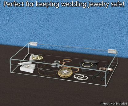 18"W x 12"D x 3"H Acrylic Locking Display Case with Lid and Keys