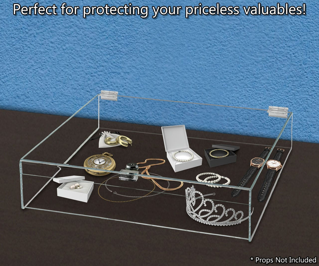 18"W x 18"D x 6"H Acrylic Locking Display Case with Lid and Keys