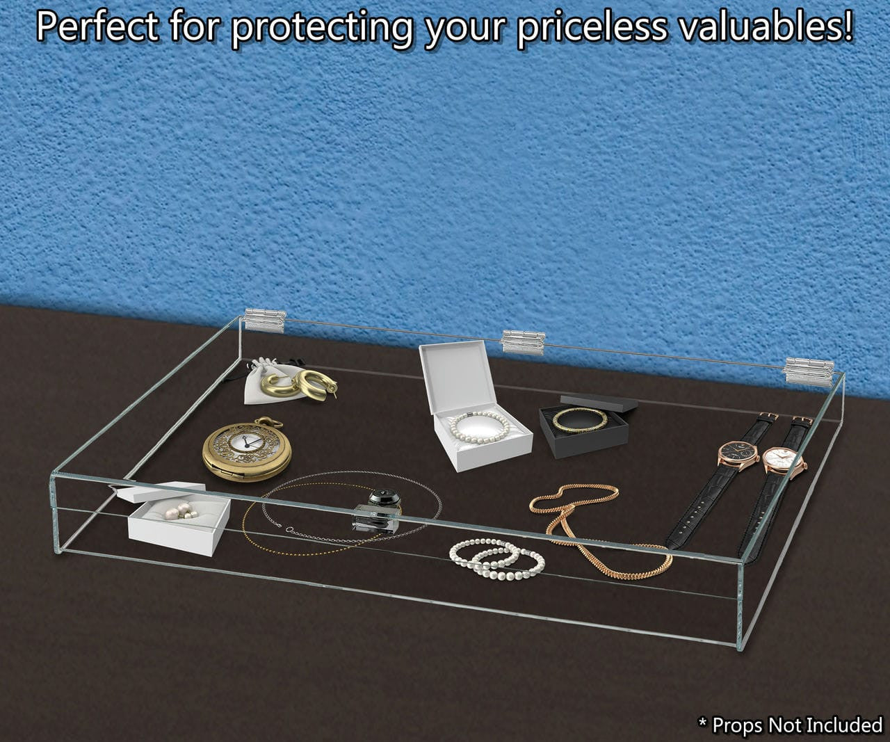24"W x 18"D x 3.75"H Acrylic Locking Display Case with Lid and Keys