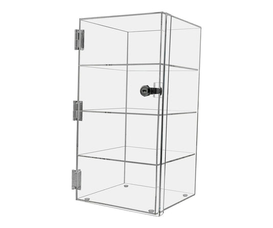 8"W x 8"D x 16"H Locking Case Acrylic Display With 3 Shelves
