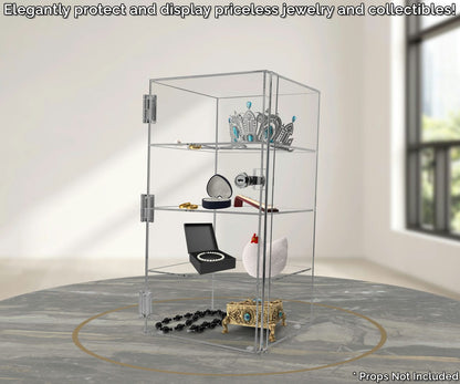 8"W x 8"D x 16"H Locking Case Acrylic Display With 3 Shelves