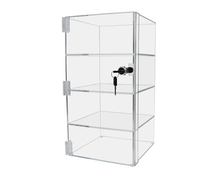 8"W x 8"D x 16"H Locking Case Acrylic Display With 3 Shelves