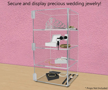 8"W x 8"D x 16"H Locking Case Acrylic Display With 3 Shelves