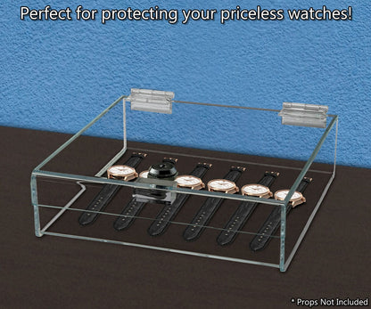 9"W x 9"D x 2"H Acrylic Locking Display Case with Lid and Keys