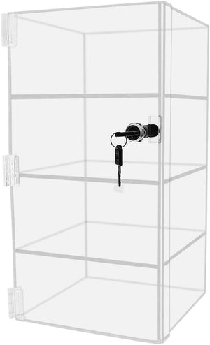 9.5"W x 9.5"D x 19"H Acrylic Locking Cabinet Retail Display