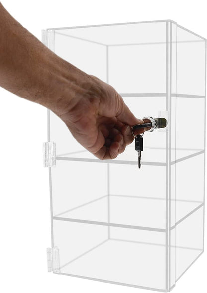 9.5"W x 9.5"D x 19"H Acrylic Locking Cabinet Retail Display