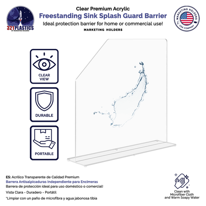 19"W x 15"H Sink Splash Guard Barrier