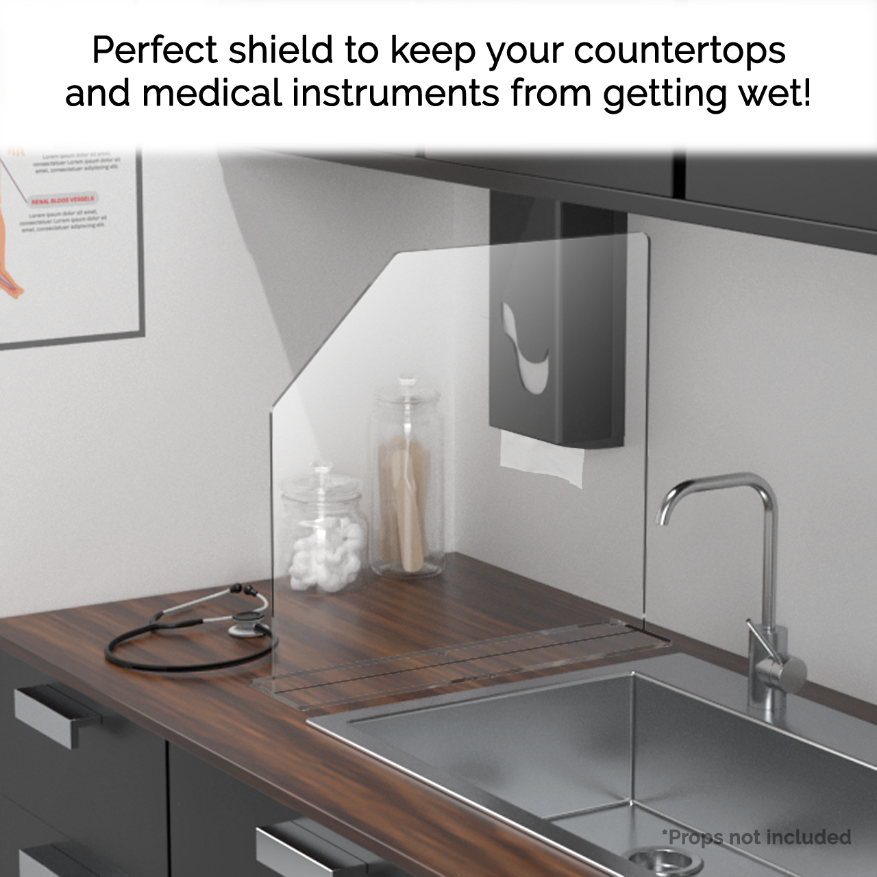 19"W x 14"H Sink Splash Guard Barrier