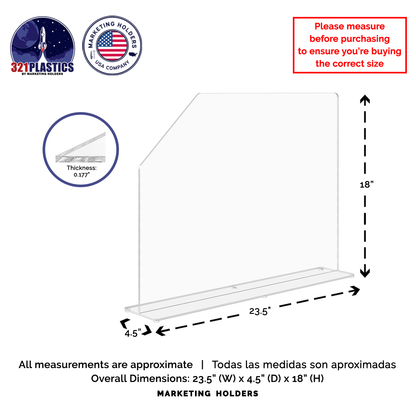 23.5"W x 18"H Sink Splash Guard Barrier