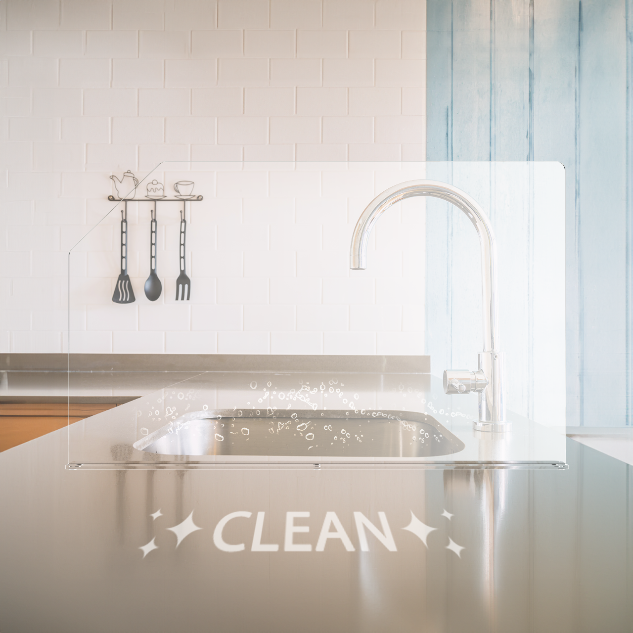 29.6"W x 18"H Sink Splash Guard Barrier