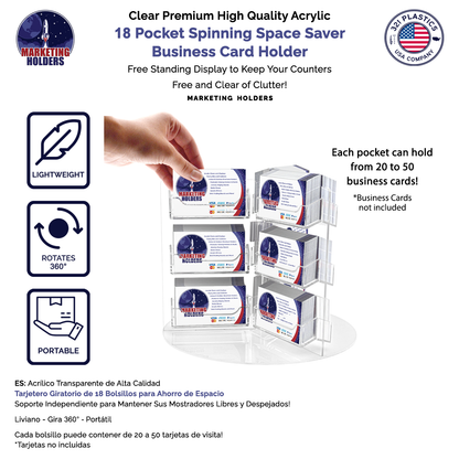 Rotating Business Card Holder 18 Pocket Display