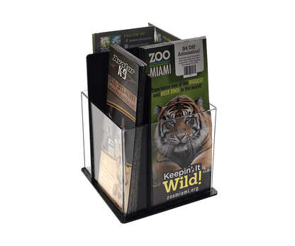 Rotating Trifold Holder for 4"W Brochures Multi Pocket Display
