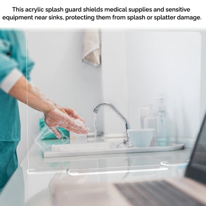 Square 19"W x 18"H Splash Guard with Feet Acrylic Sink Barrier