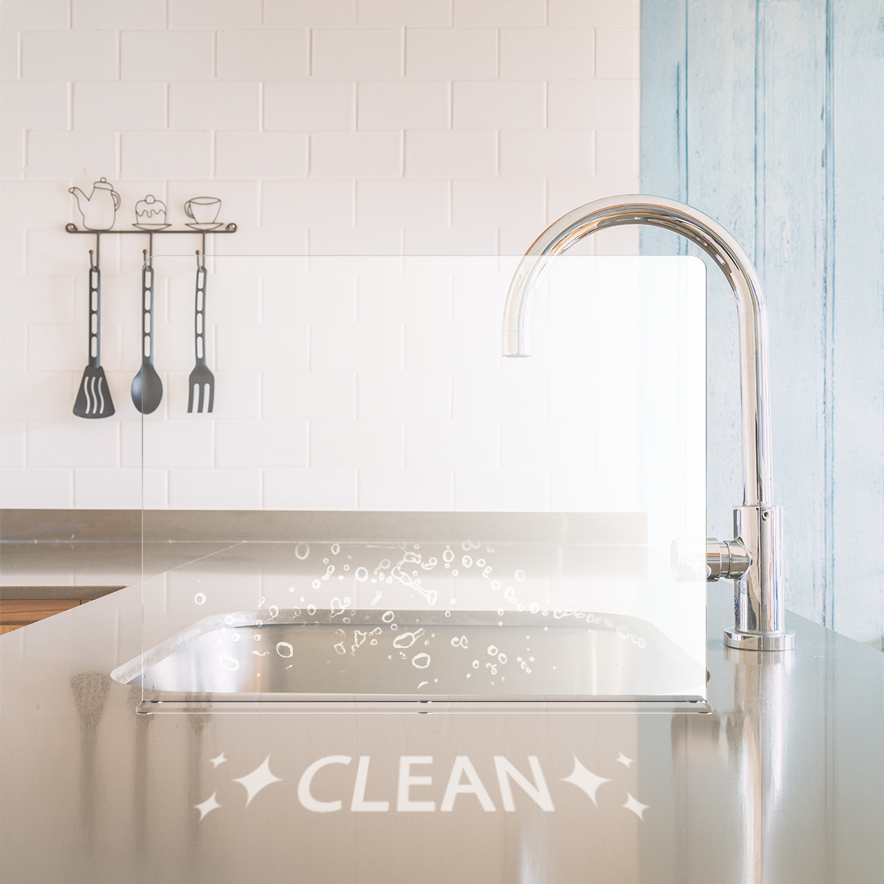 19"W x 15"H Sink Splash Guard Square Freestanding Barrier