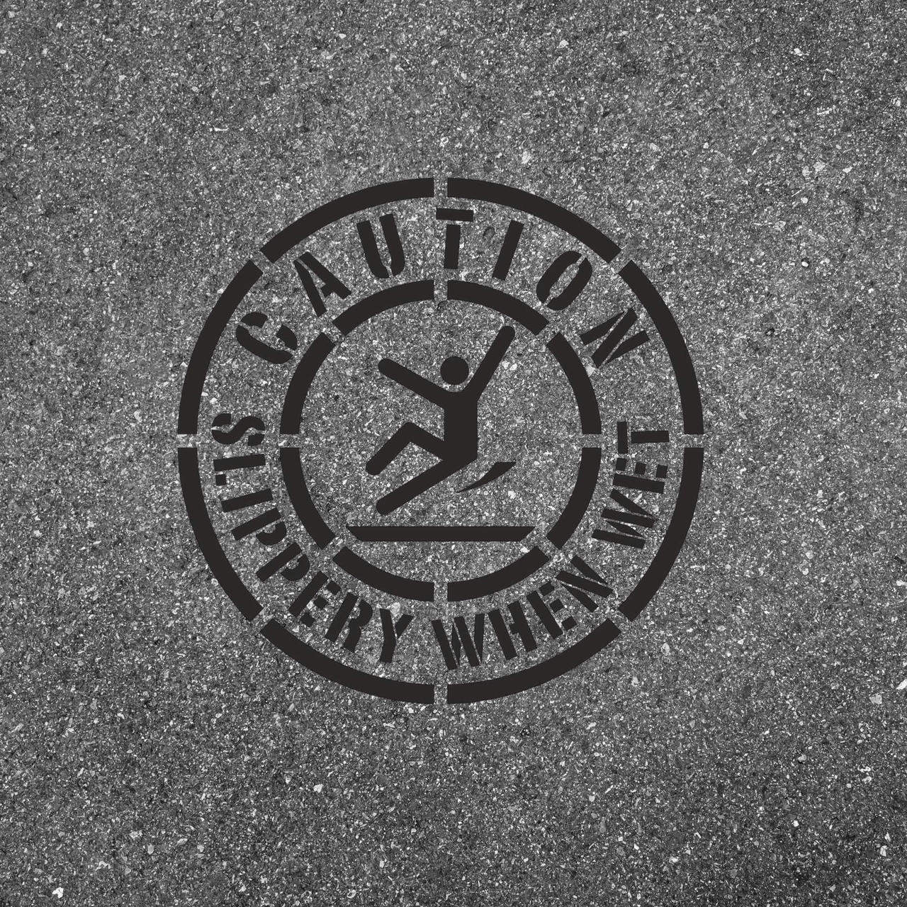 CAUTION SLIPPERY WHEN WET Safety Stencil 24" Symbol