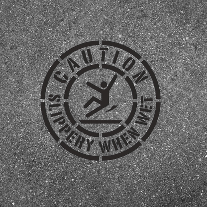 CAUTION SLIPPERY WHEN WET Safety Stencil 24" Symbol