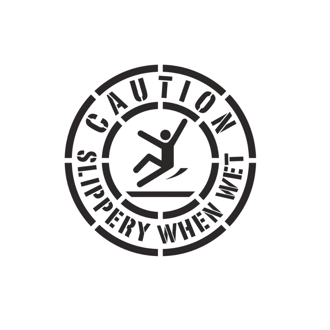 CAUTION SLIPPERY WHEN WET Safety Stencil 24" Symbol